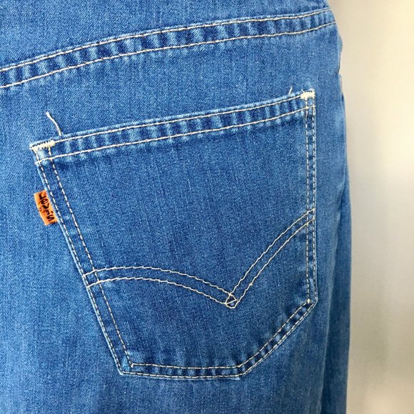 Vtg 70s Levi's High Waisted Orange Tab Denim Skirt - Picture 6 of 12